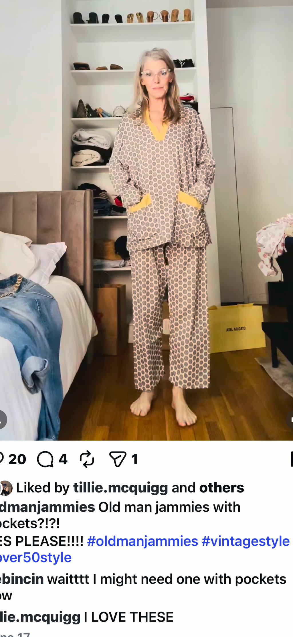 KEYNOTE Vintage Geometric Patterned Loungewear Pajama Set