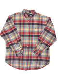 OMJ Vintage Ralph Lauren Blake button-down shirt in a red, yellow, and blue plaid cotton pattern with chest logo.