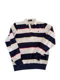 OMJ Vintage Polo by Ralph Lauren striped long sleeve rugby shirt with kangaroo pocket and embroidered pony logo